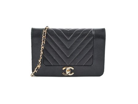 2 7 DOTD- Chanel Chevron Wallet on Chain (WOC) Lambskin Black Cheap