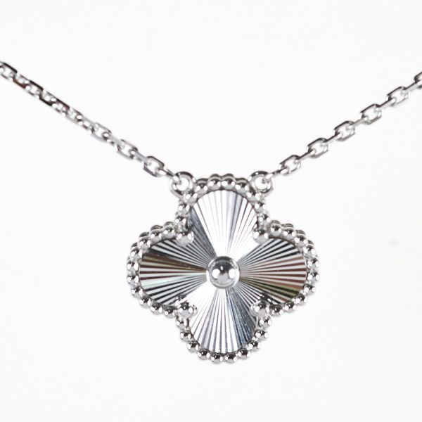 Van Cleef & Arpels Vintage Alhambra White Gold Guilloché Necklace Fashion