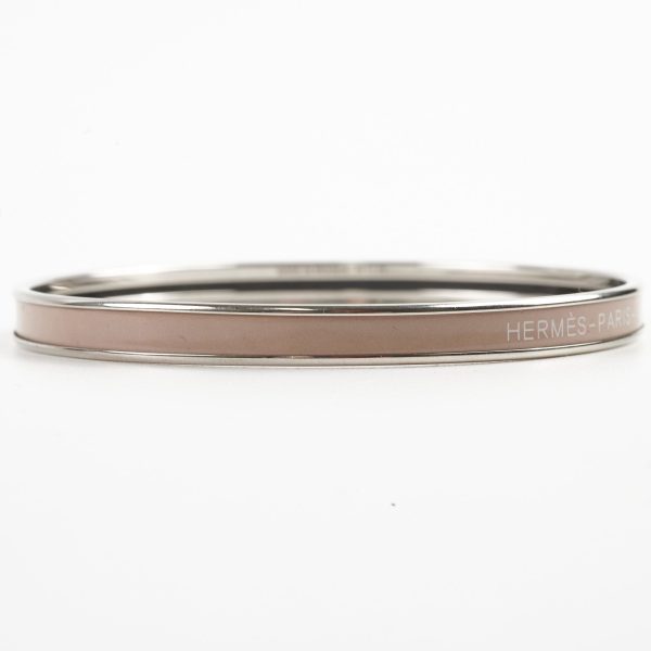 Hermes Uni Bangle Marron Glace Palladium Plated Size 65 For Cheap