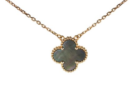 Van Cleef & Arpels Vintage Alhambra Grey Mother of Pearl Necklace Yellow Gold Online Hot Sale