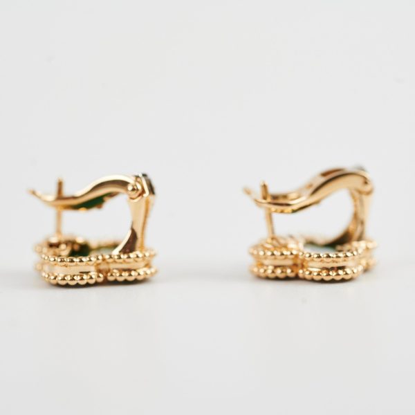 Van Cleef & Arpels Vintage Alhambra Malachite Earrings Online now