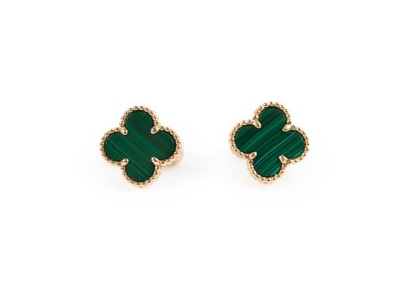 Van Cleef & Arpels Vintage Alhambra Malachite Earrings Online now