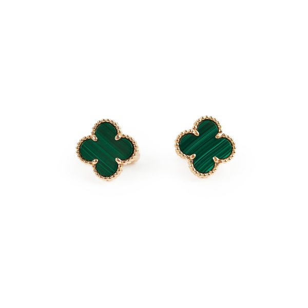 Van Cleef & Arpels Vintage Alhambra Malachite Earrings Online now