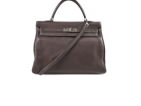 Hermes Kelly 35 Clemence Chocolate Square O Stamp on Sale