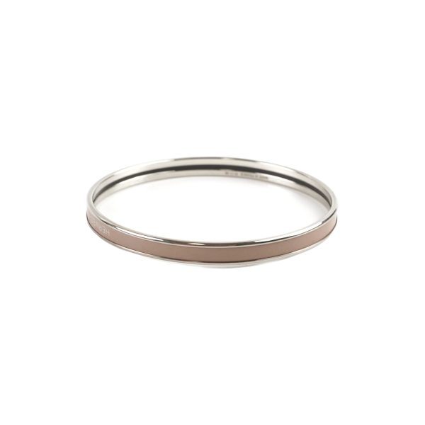 Hermes Uni Bangle Marron Glace Palladium Plated Size 65 For Cheap