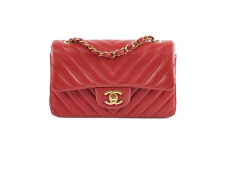 Chanel Mini Rectangular Chevron Lambskin Red 21 Series For Sale