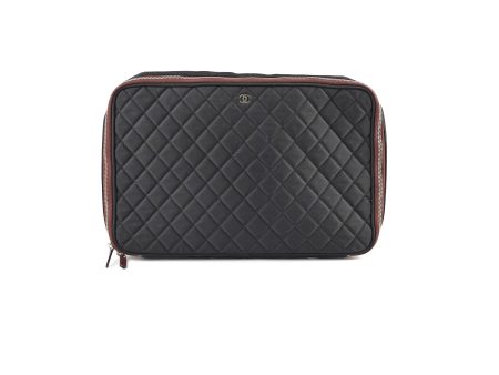 Chanel Quilted Laptop Zipper Case Black For Sale