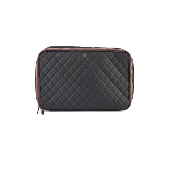 Chanel Quilted Laptop Zipper Case Black For Sale