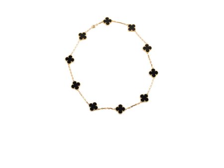 Van Cleef & Arpels Vintage Alhambra 10 Motif Onyx Necklace Online Sale