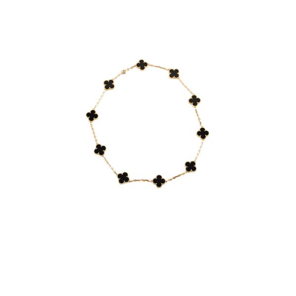 Van Cleef & Arpels Vintage Alhambra 10 Motif Onyx Necklace Online Sale