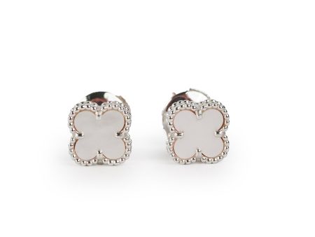 Van Cleef and Arpels Sweet White Gold Mother of Pearl MOP Earrings Online now