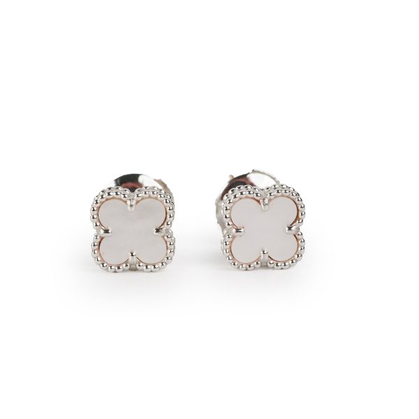 Van Cleef and Arpels Sweet White Gold Mother of Pearl MOP Earrings Online now