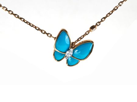 Van Cleef and Arpels Turqoise Two Butterfly Pendant Supply