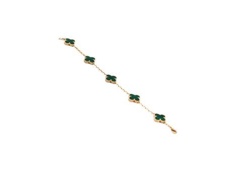 Van Cleef and Arpels 5 Motif Malachite Bracelet Discount