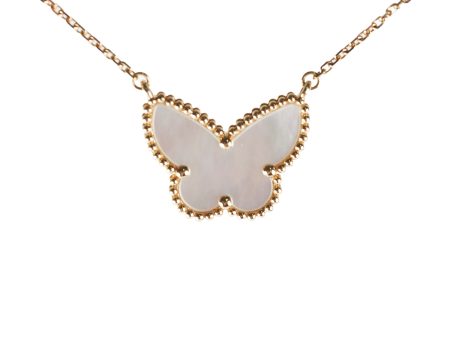 Van Cleef & Arpels VCA MOP Lucky Butterfly Pendant Necklace Online now