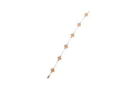 Van Cleef & Arpels Vintage Sweet Rose Gold Alhambra 6 Motif Bracelet 2023 Online now