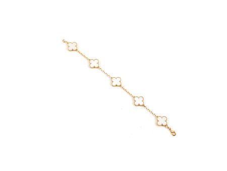 Van Cleef and Arpels Mother of Pearl MOP 5 Motif Bracelet Online Hot Sale