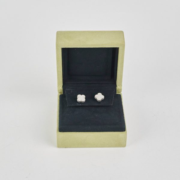 Van Cleef and Arpels Sweet White Gold Mother of Pearl MOP Earrings Online now