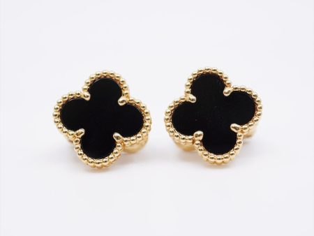 Van Cleef & Arpels Vintage Alhambra Onyx Earrings Online now