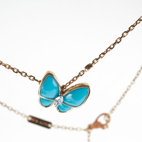 Van Cleef and Arpels Turqoise Two Butterfly Pendant Supply