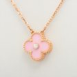 Van Cleef & Arpels Vintage Alhambra Pink Porcelain Sable diamond Necklace on Sale