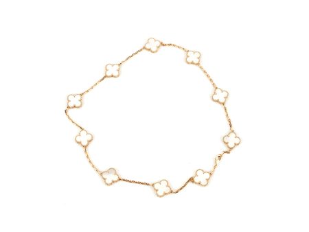 Van Cleef and Arpels 10 Motif White Mother of Pearl Necklace Fashion