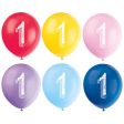 12  Assorted Color Chalk Design Number 1 Balloon, 6ct Online now